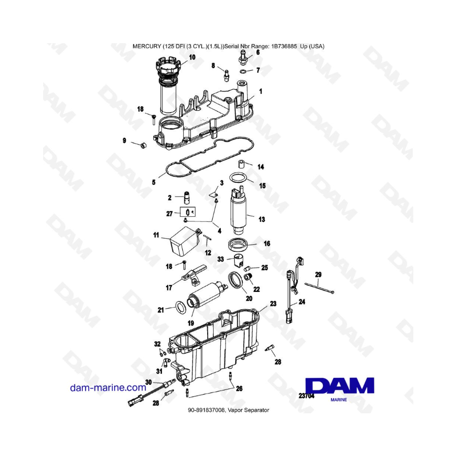 Mercury 125 DFI 1.5L - Separador de vapor