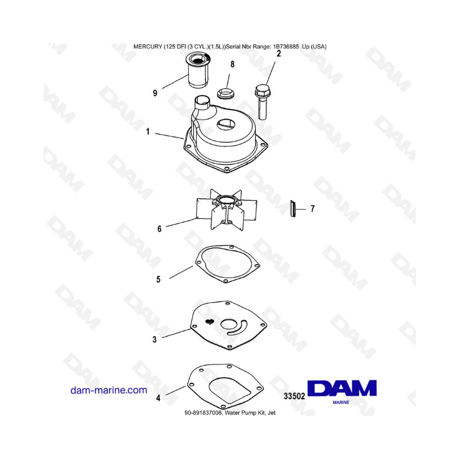 Mercury 125 DFI 1.5L - Kit Bomba de Agua, Chorro