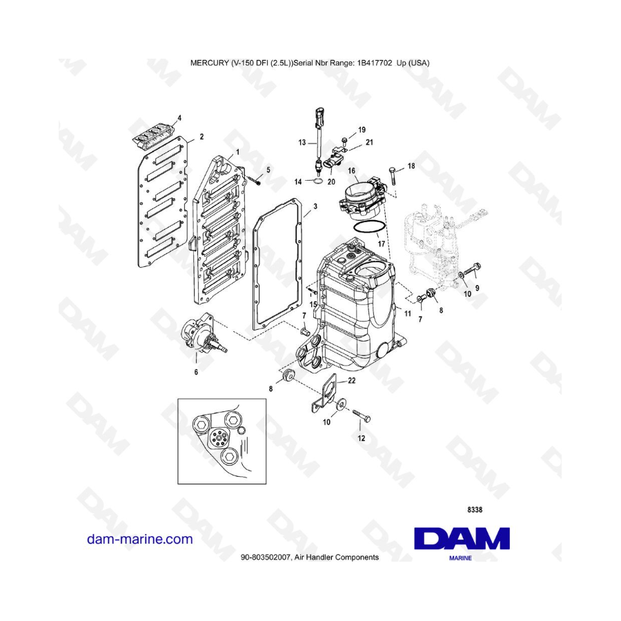 Mercury 150 DFI 2.5L - Air Handler Components