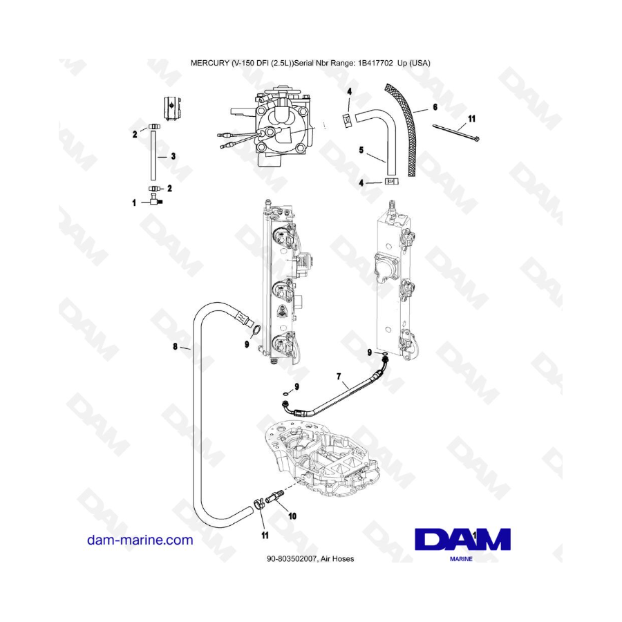 Mercury 150 DFI 2.5L - Air Hoses