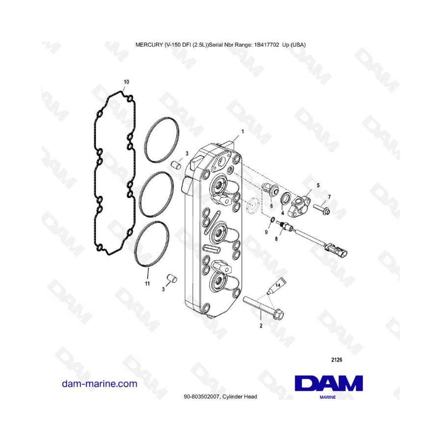 Mercury 150 DFI 2.5L - Culata