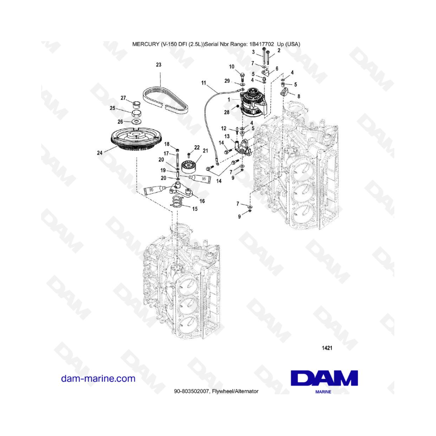 Mercury 150 DFI 2.5L - Volante/Alternador