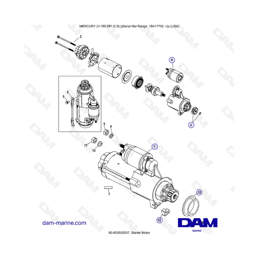 Mercury 150 DFI 2.5L - Motor de arranque