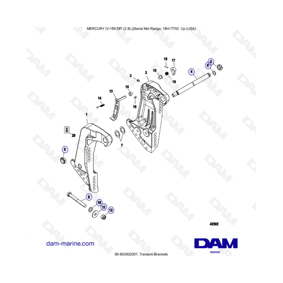 Mercury 150 DFI 2.5L - Soportes de popa