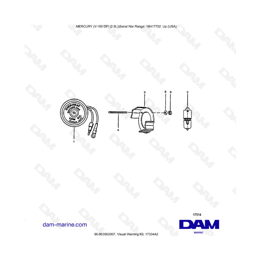 Mercury 150 DFI 2.5L - Kit de advertencia visual, 17334A2