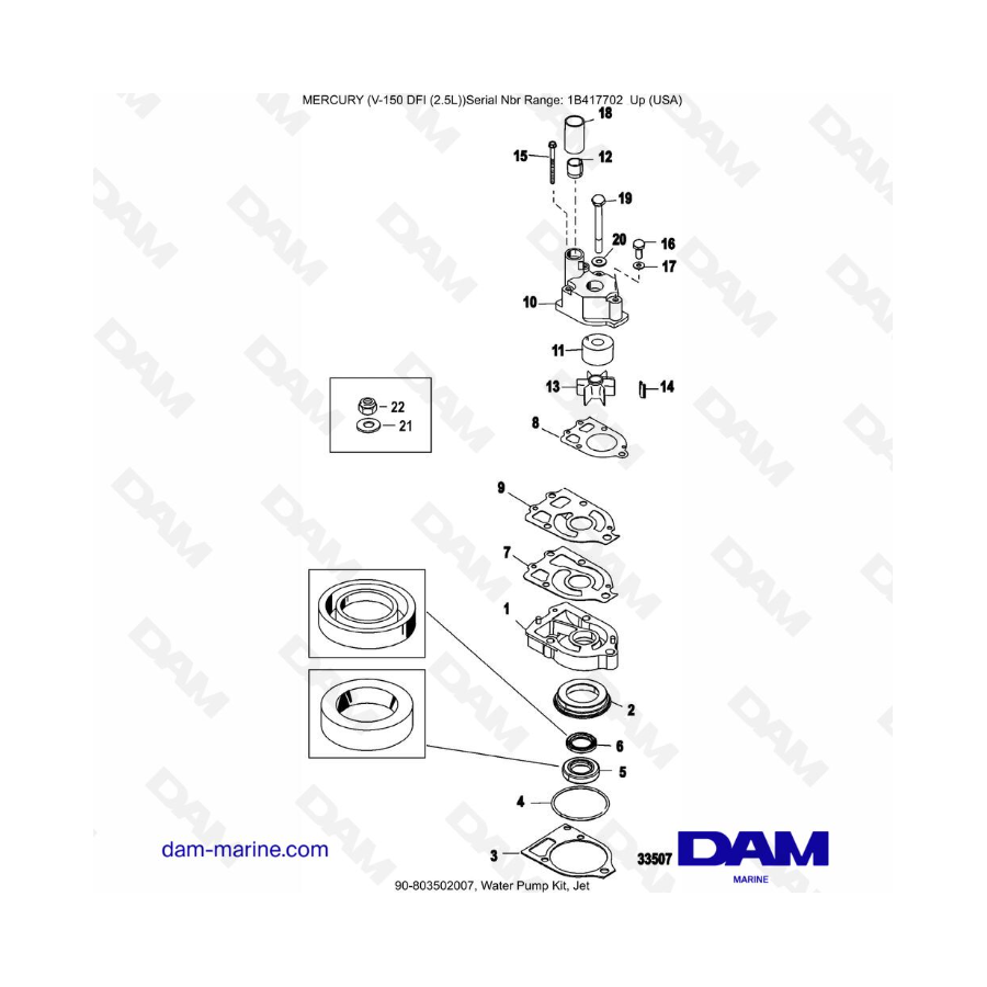 Mercury 150 DFI 2.5L - Kit Bomba de Agua, Chorro