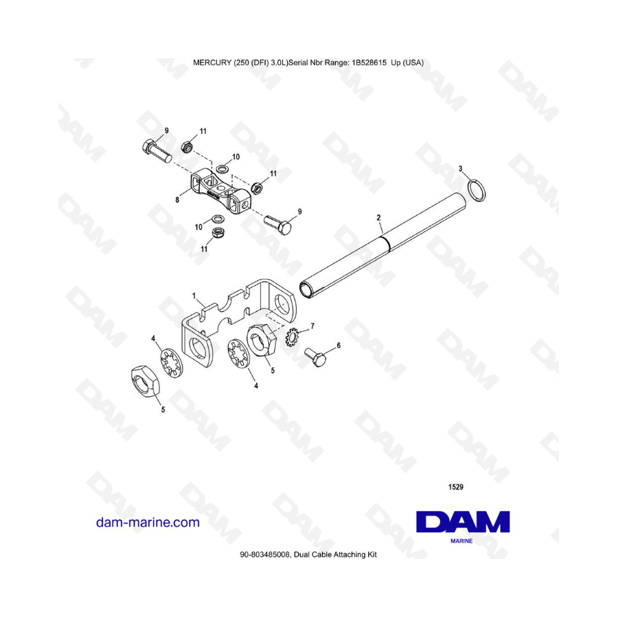 Mercury 250 DFI 3.0L  - Dual Cable Attaching Kit