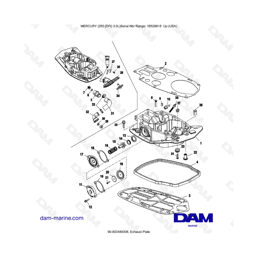 Mercury 250 DFI 3.0L  - Exhaust Plate