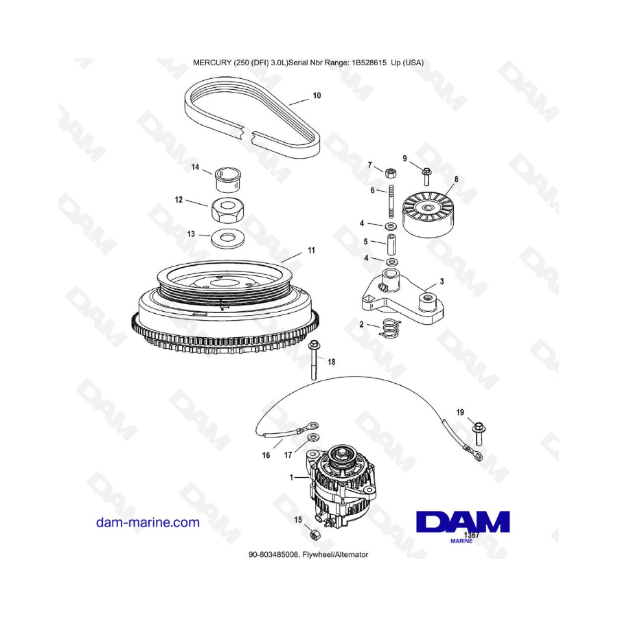 Mercury 250 DFI 3.0L  -  Flywheel/Alternator