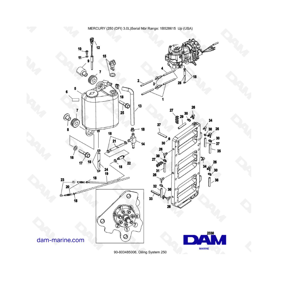 Mercury 250 DFI 3.0L - Oiling System 250