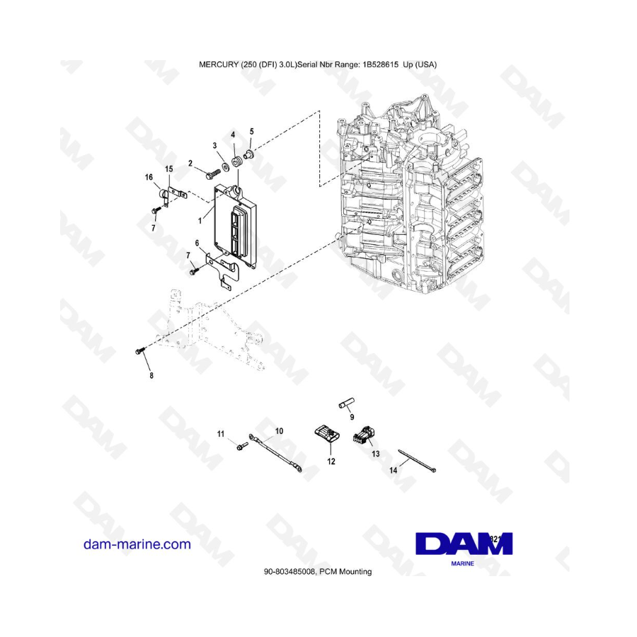 Mercury 250 DFI 3.0L - Montaje PCM