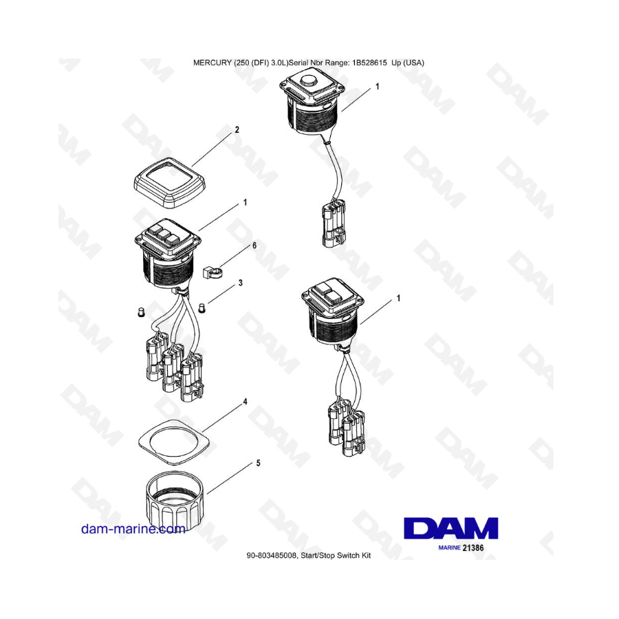 Mercury 250 DFI 3.0L - Kit de interruptor de arranque/parada