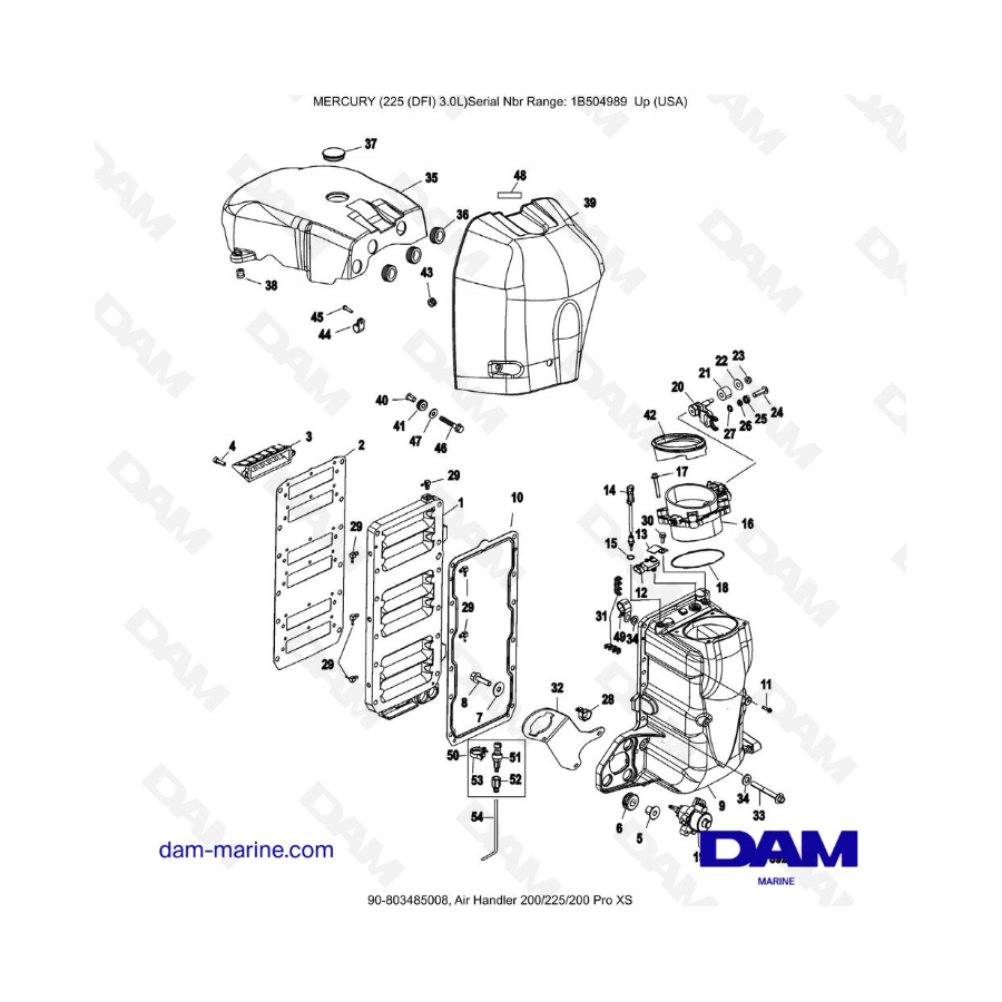 Mercury 225 DFI 3.0L - Controlador de aire 200/225/200 Pro XS