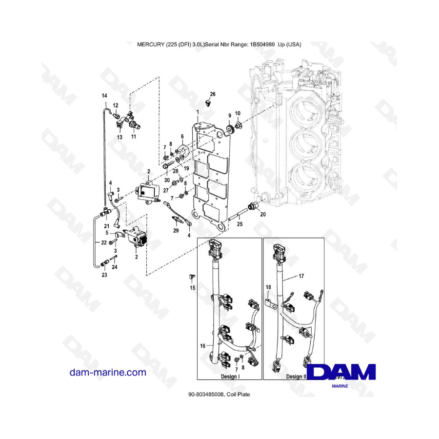 Mercury 225 DFI 3.0L - Coil Plate