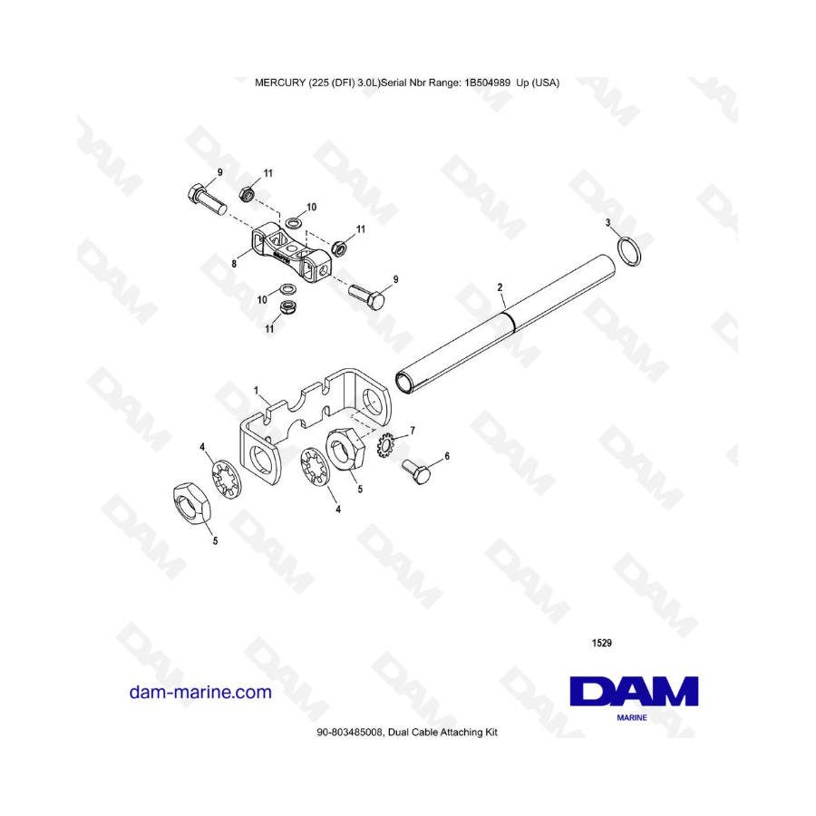 Mercury 225 DFI 3.0L - Dual Cable Attaching Kit