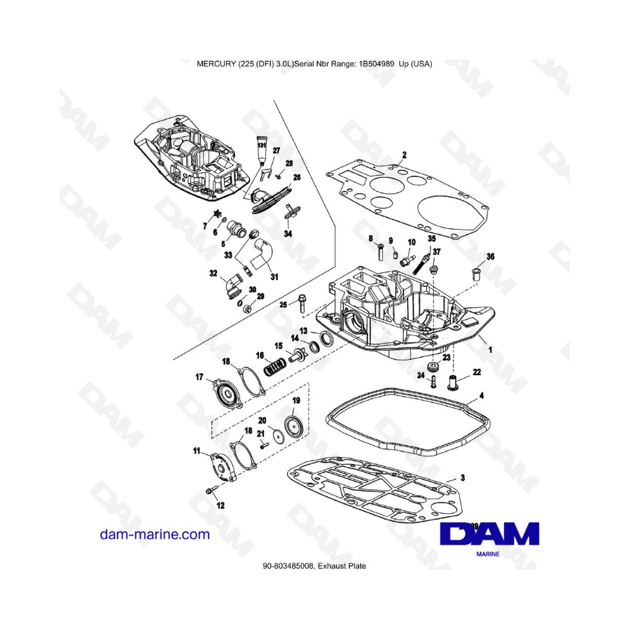 Mercury 225 DFI 3.0L -  Exhaust Plate