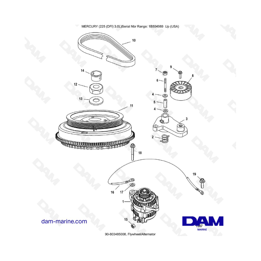 Mercury 225 DFI 3.0L - Flywheel/Alternator