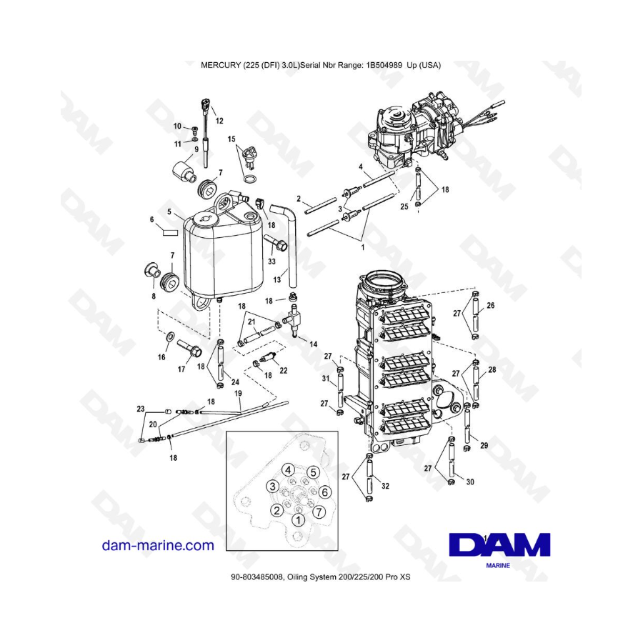 Mercury 225 DFI 3.0L - Oiling System 200/225/200 Pro XS