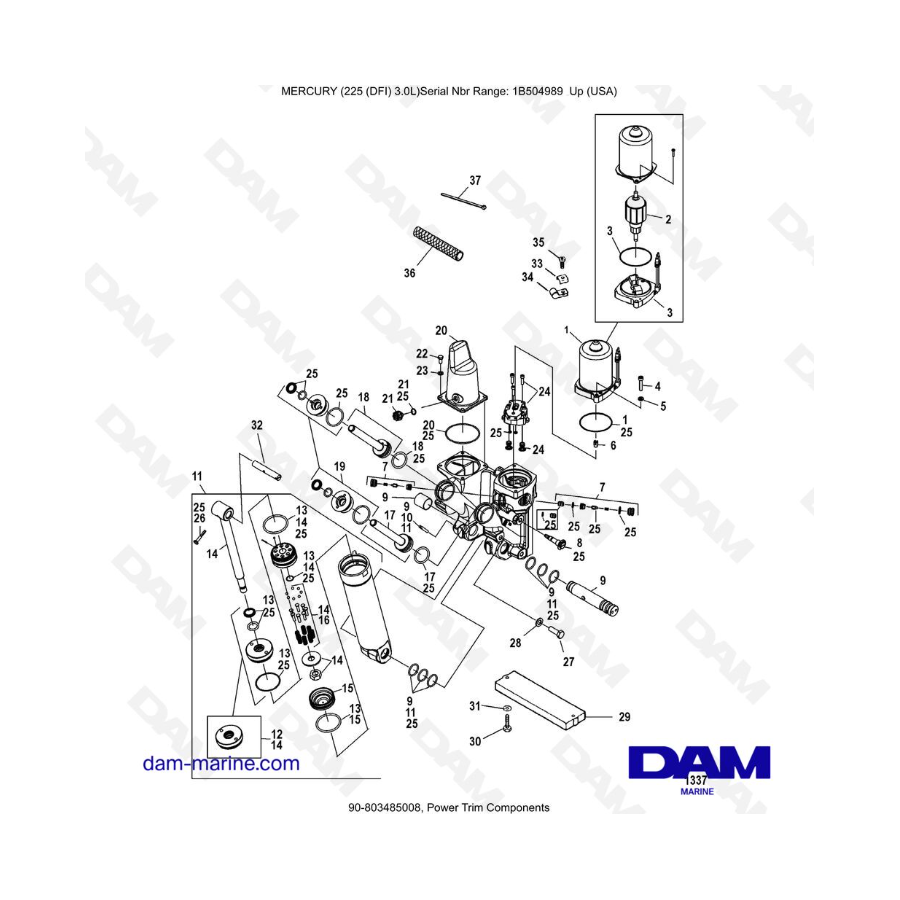 Mercury 225 DFI 3.0L - Power Trim Components