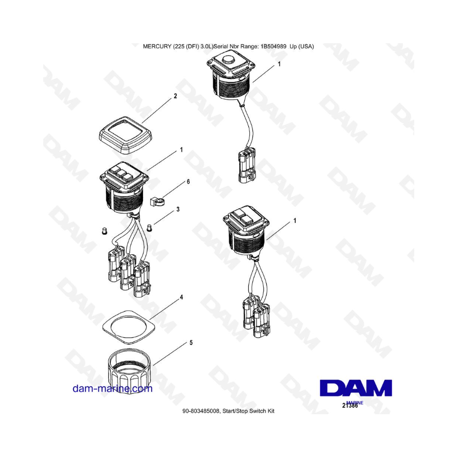 Mercury 225 DFI 3.0L - Kit de interruptor de arranque/parada