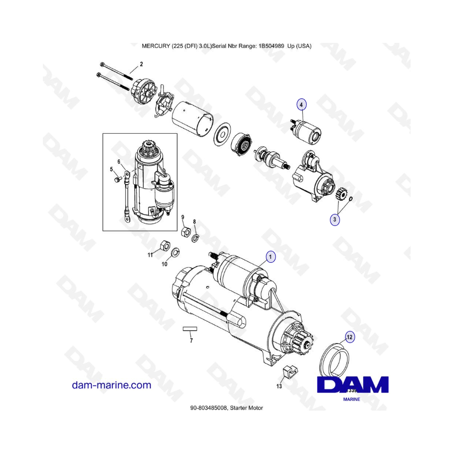 Mercury 225 DFI 3.0L - Motor de arranque