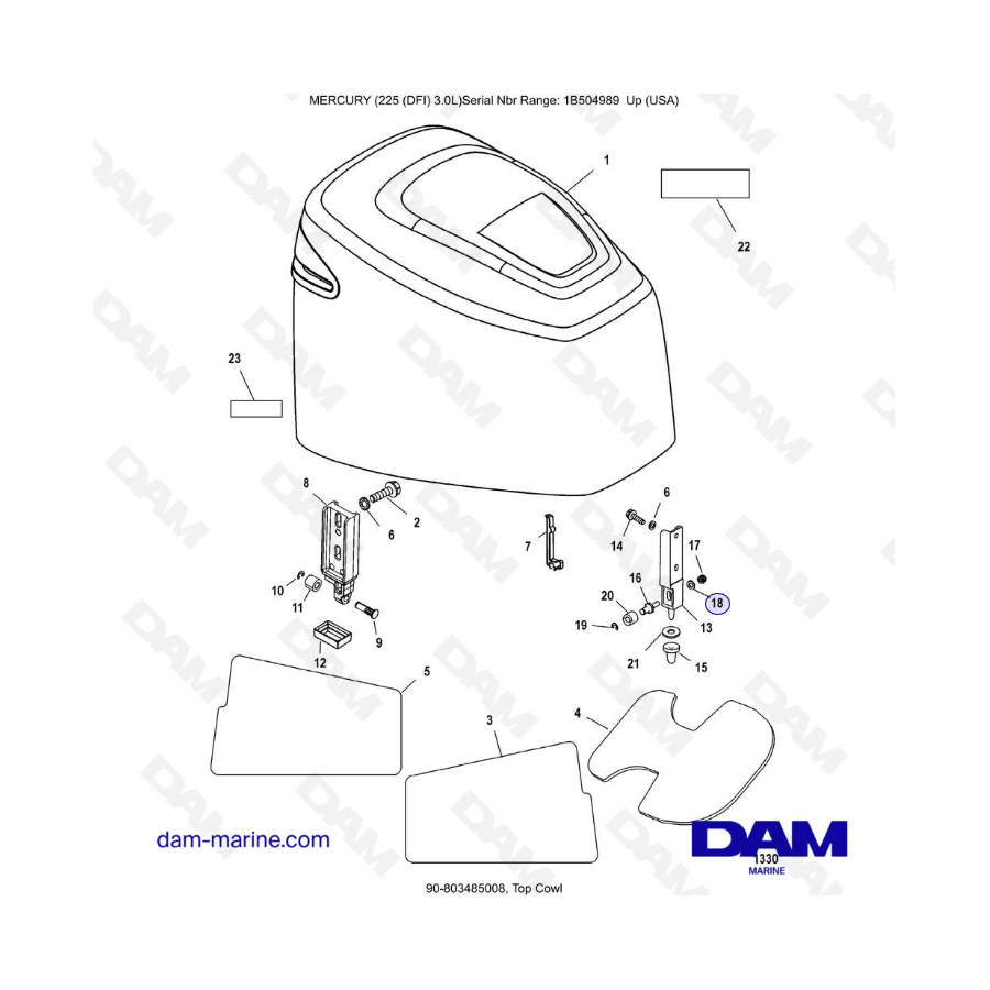 Mercury 225 DFI 3.0L - Top Cowl