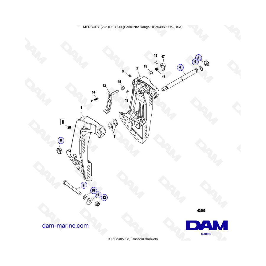 Mercury 225 DFI 3.0L - Soportes de popa