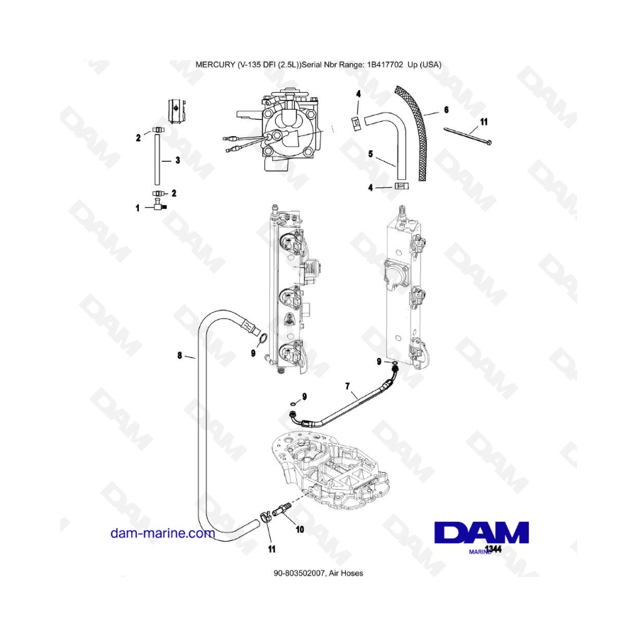 Mercury 135 DFI 2.5L - Air Hoses