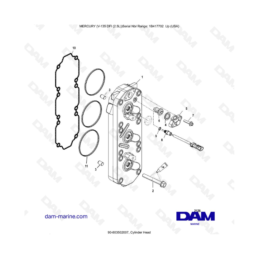 Mercury 135 DFI 2.5L - Culata