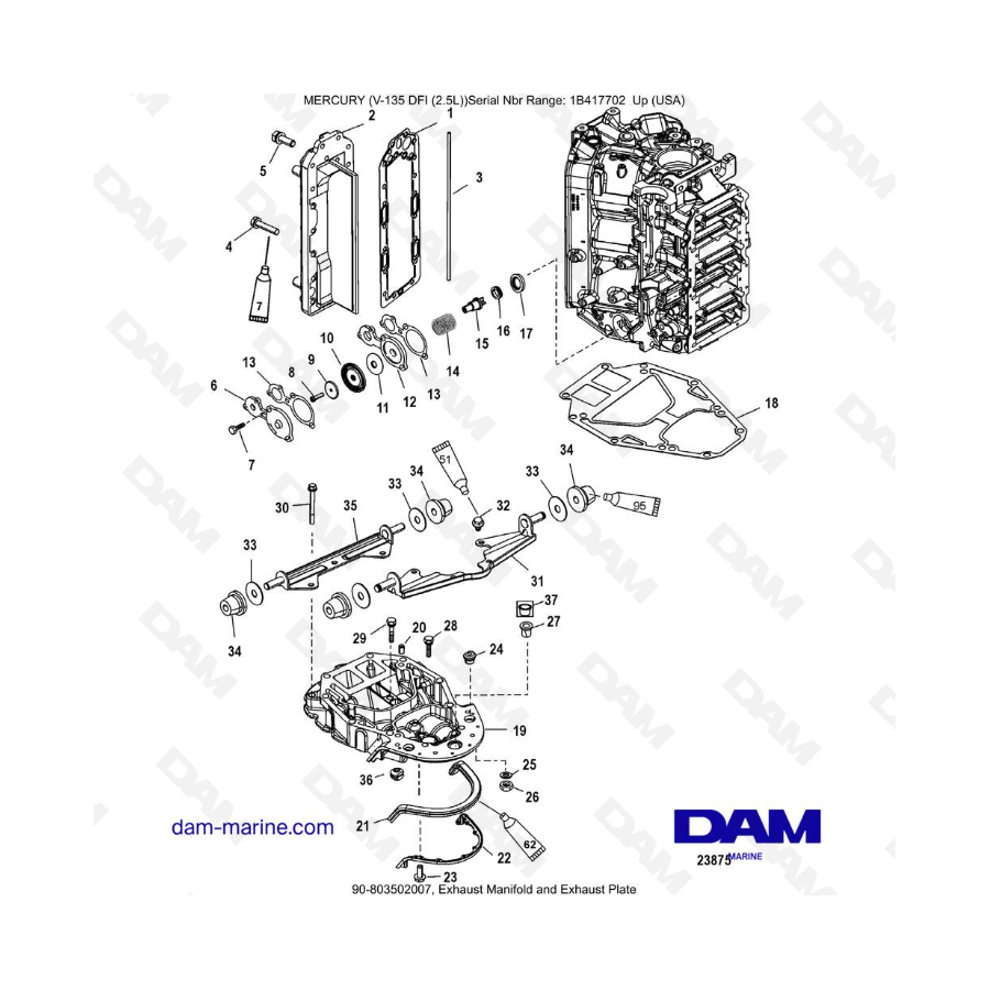 Mercury 135 DFI 2.5L - Exhaust Manifold and Exhaust Plate