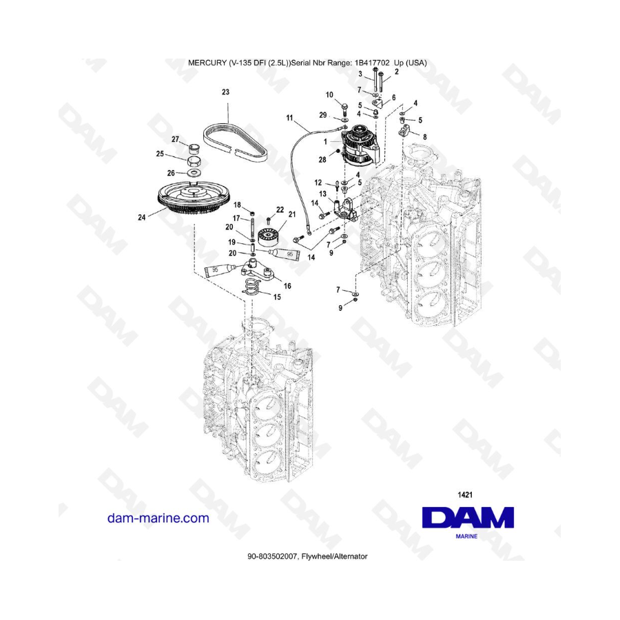 Mercury 135 DFI 2.5L - Volante/Alternador