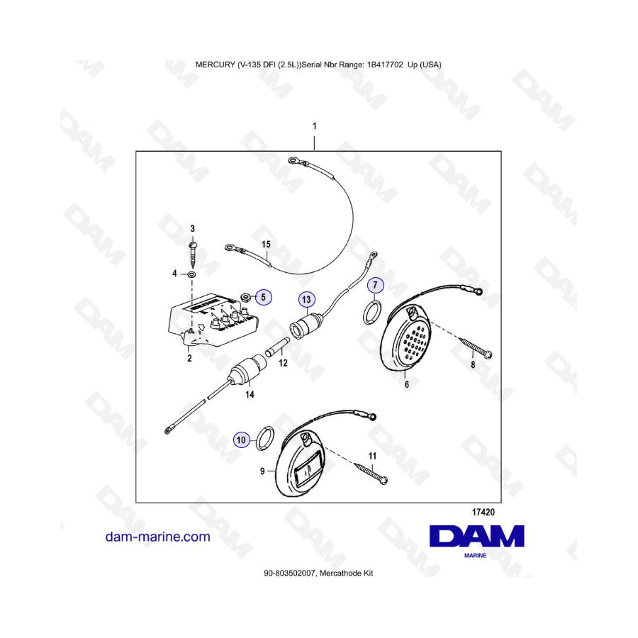 Mercury 135 DFI 2.5L - Kit Mercathode