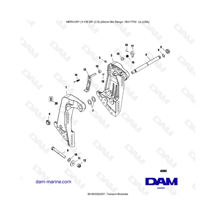 Mercury 135 DFI 2.5L - Soportes de popa