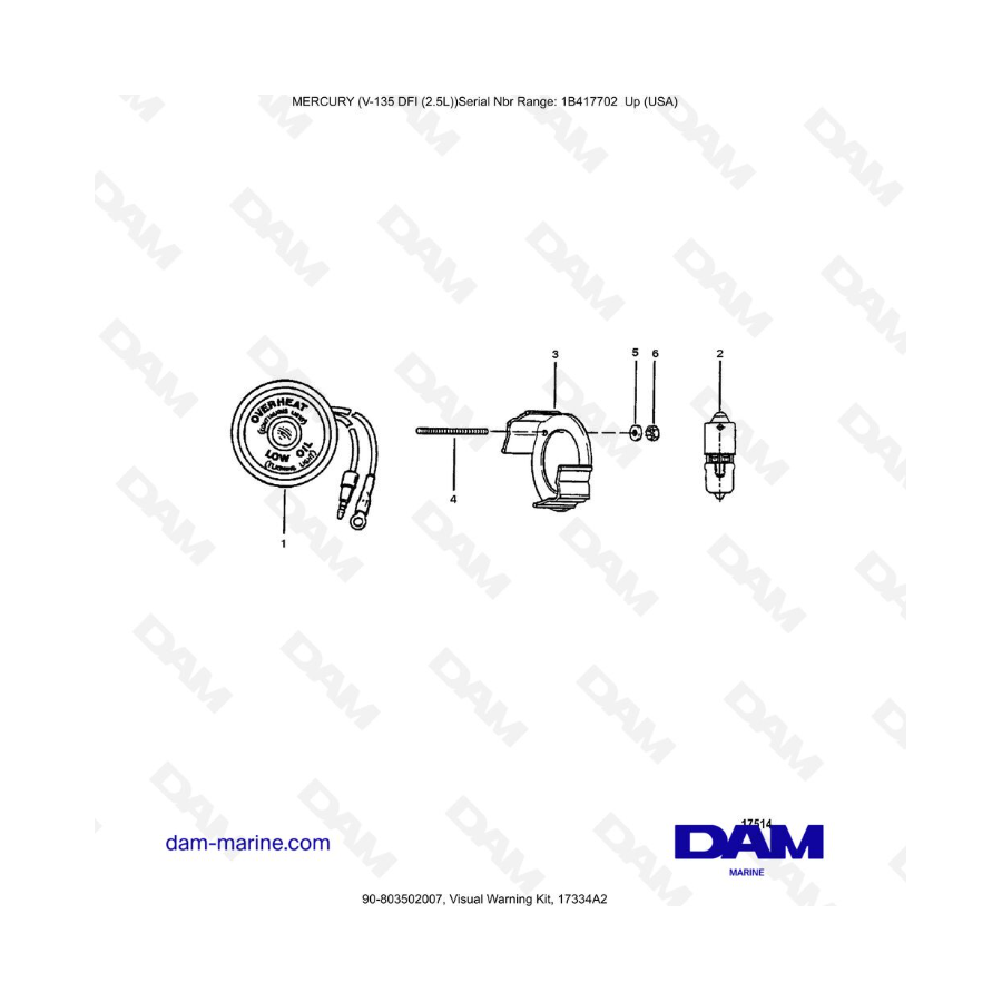 Mercury 135 DFI 2.5L - Kit de advertencia visual, 17334A2