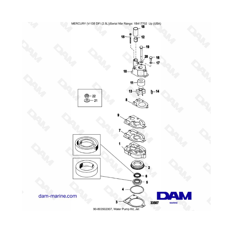 Mercury 135 DFI 2.5L - Kit Bomba de Agua, Chorro