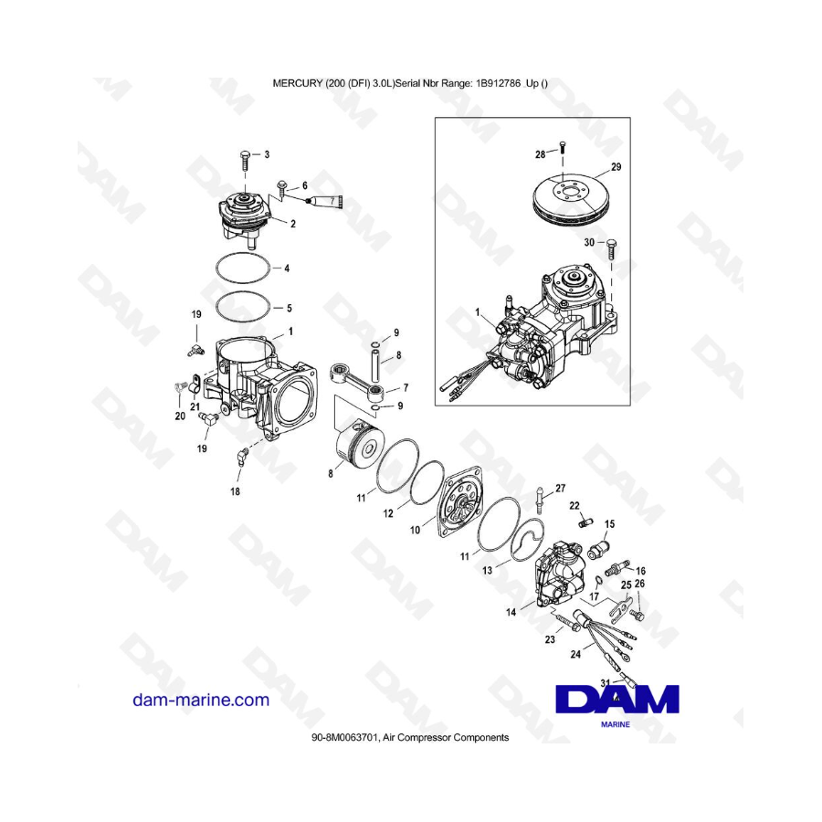 Mercury 200 DFI 3.0L - Air Compressor Components