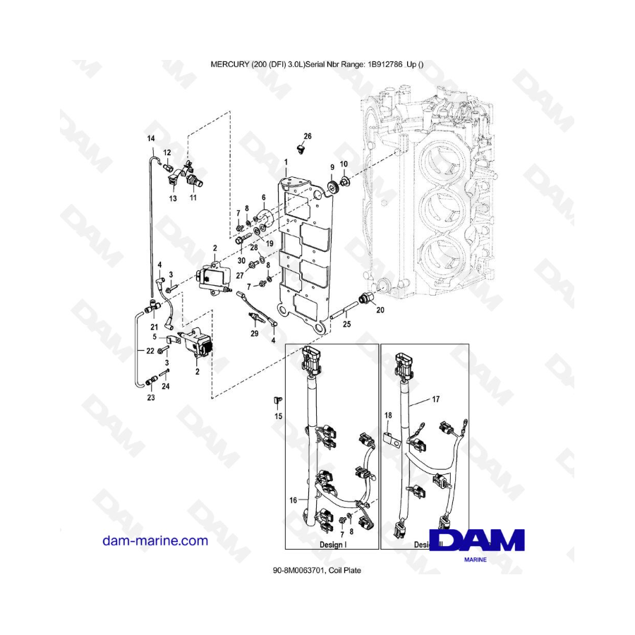 Mercury 200 DFI 3.0L - Coil Plate