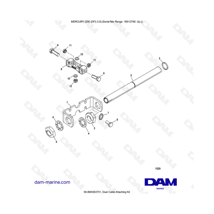 Mercury 200 DFI 3.0L - Dual Cable Attaching Kit