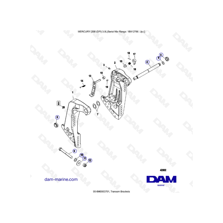 Mercury 200 DFI 3.0L - Soportes de popa