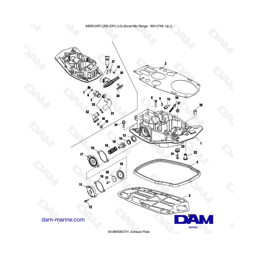 Mercury 200 DFI 3.0L - Exhaust Plate