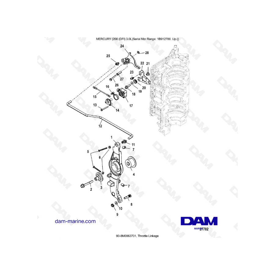 Mercury 200 DFI 3.0L - Conexión del acelerador