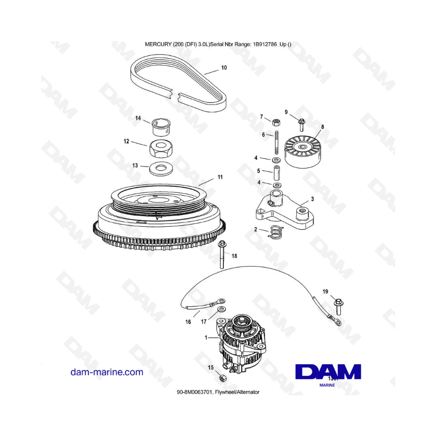 Mercury 200 DFI 3.0L - Flywheel/Alternator