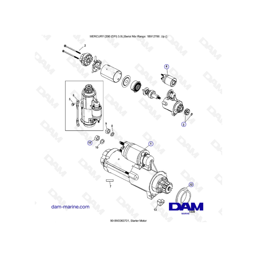 Mercury 200 DFI 3.0L - Motor de arranque