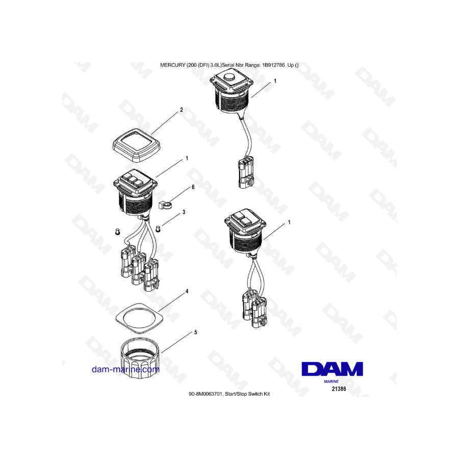 Mercury 200 DFI 3.0L - Kit de interruptor de arranque/parada