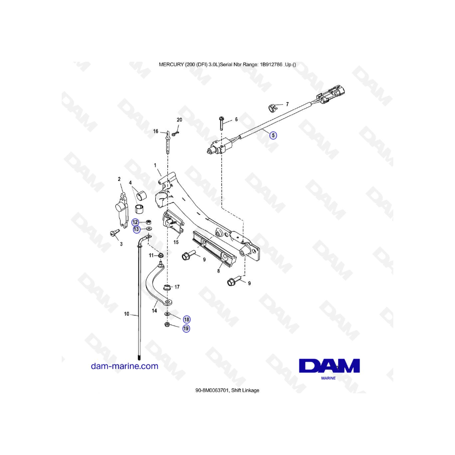 Mercury 200 DFI 3.0L - Varilla de cambio