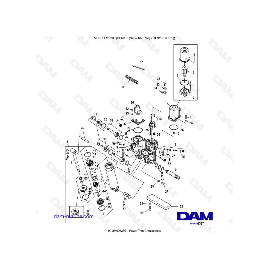 Mercury 200 DFI 3.0L - Power Trim Components