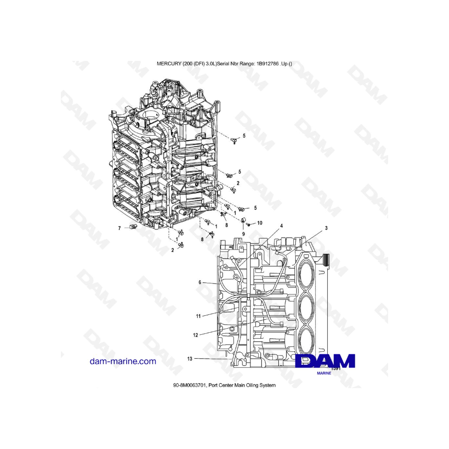 Mercury 200 DFI 3.0L - Port Center Main Oiling System