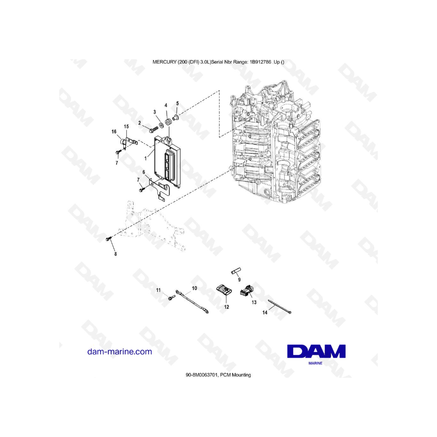 Mercury 200 DFI 3.0L - Montaje PCM