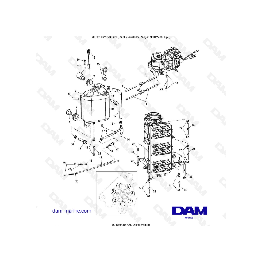 Mercury 200 DFI 3.0L - Sistema de lubricación