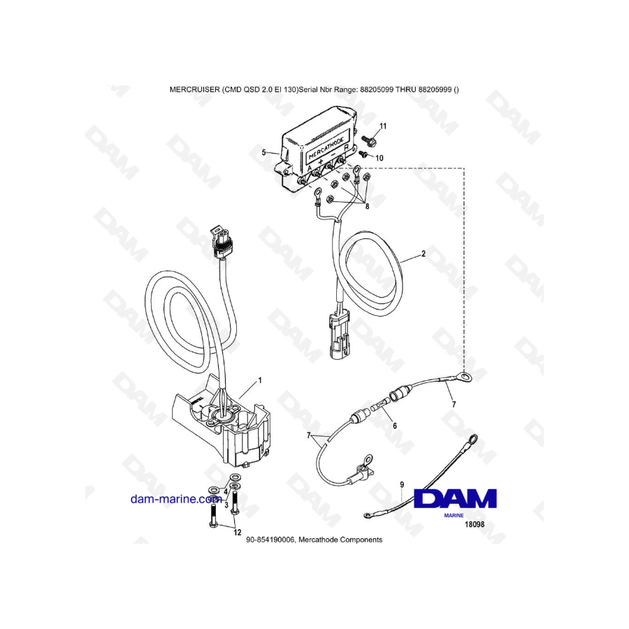 Mercruiser CMD QSD 2.0 EI 130 - Componentes Mercathode